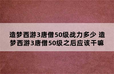 造梦西游3唐僧50级战力多少 造梦西游3唐僧50级之后应该干嘛